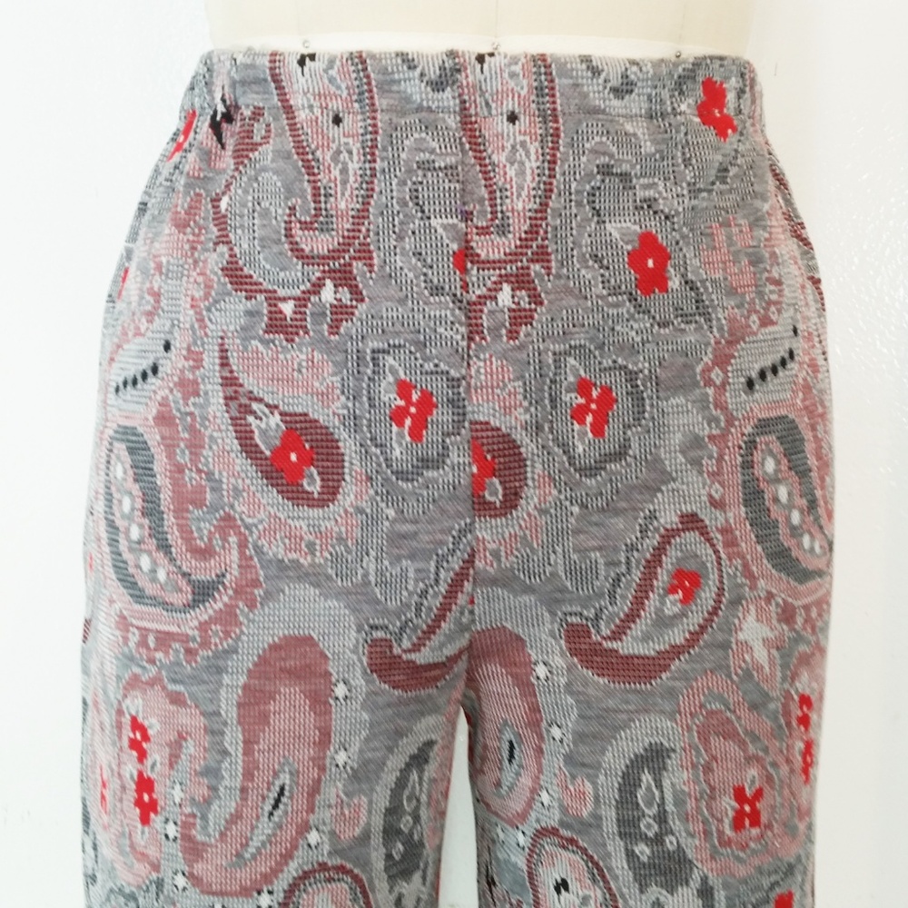 Vtg 70s Double Knit Pants Ankle Cropped Paisley - Picture 4 of 8